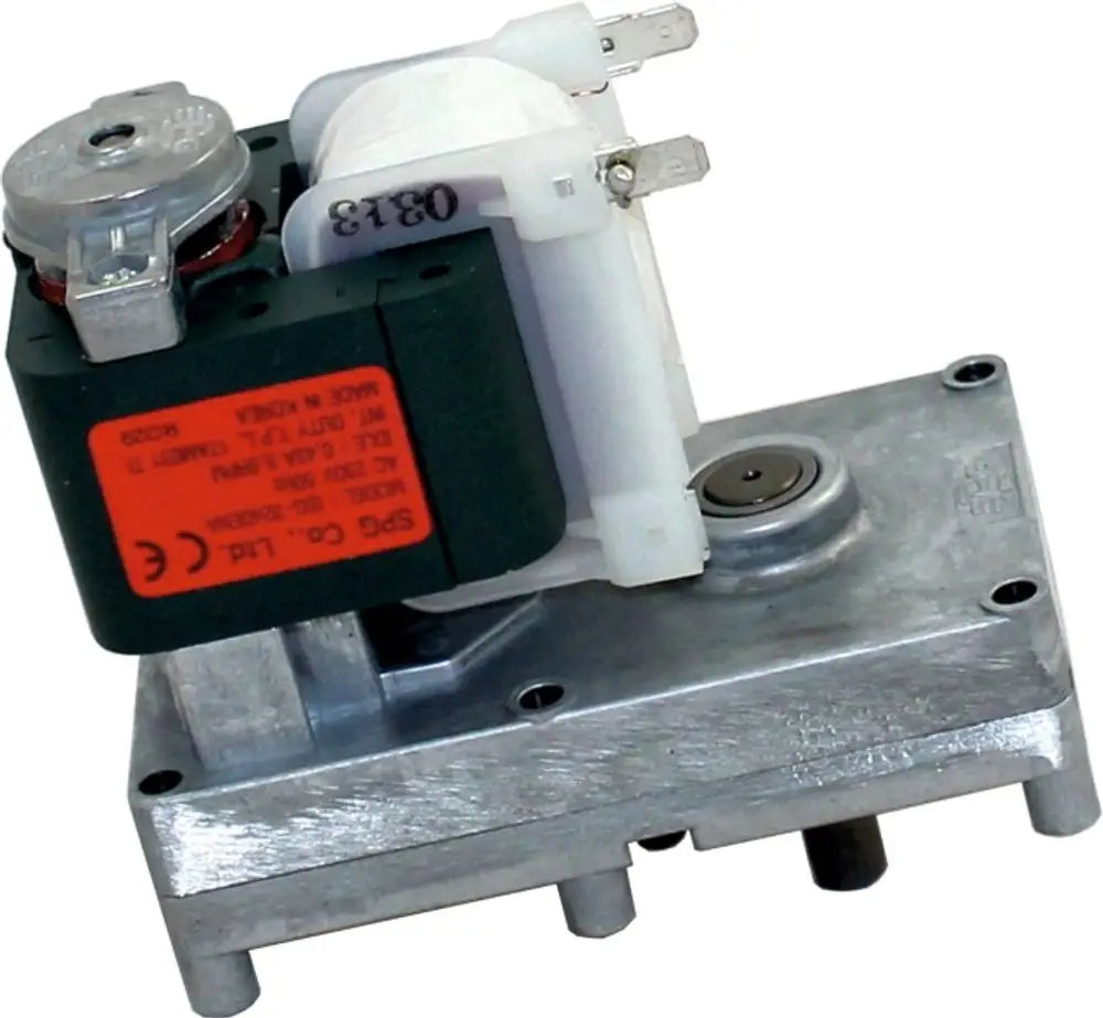 Motor mit Behälterschnecke, gefertigt von Wolf, in einem kompakten Design. Sichtbare Anschlüsse und Mechanik zur optimalen Nutzung in spezifischen Geräten.